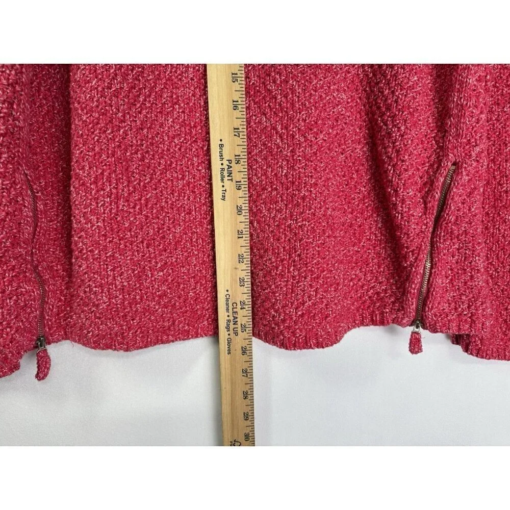 Talbots Textured Sweater Size 2XP Petite Pink Zipper Hem Chunky Knit Pullover